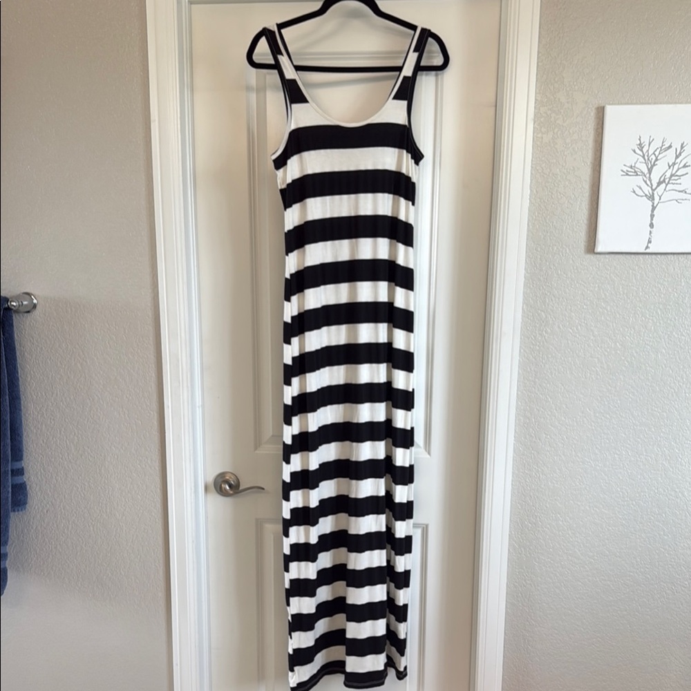 Bar III Black and White Striped Maxi Dress